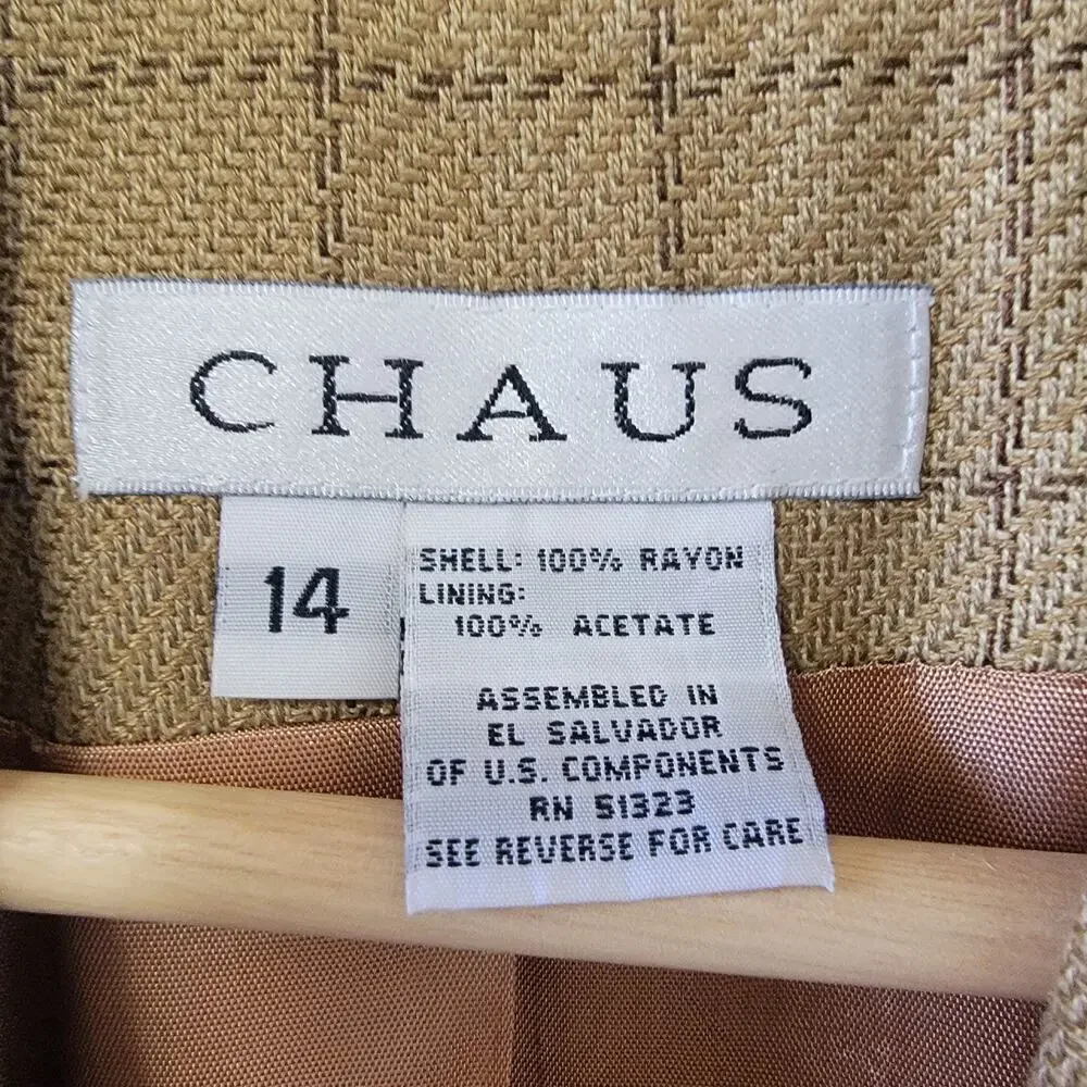 Old Money Vintage Oversized Jacket Blazer Suit Coat Checkered Pattern Women's 14